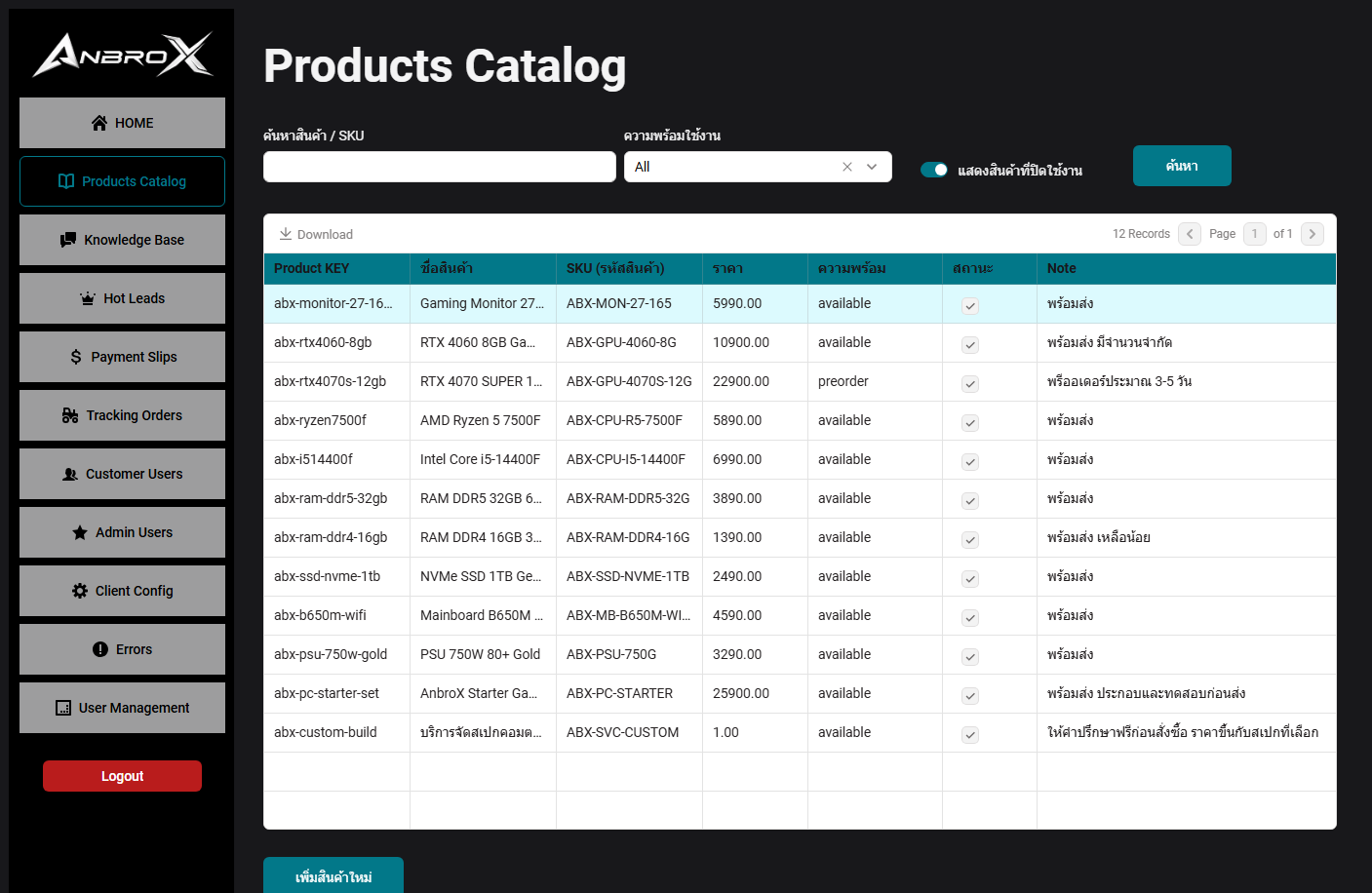 Product Catalog Dashboard